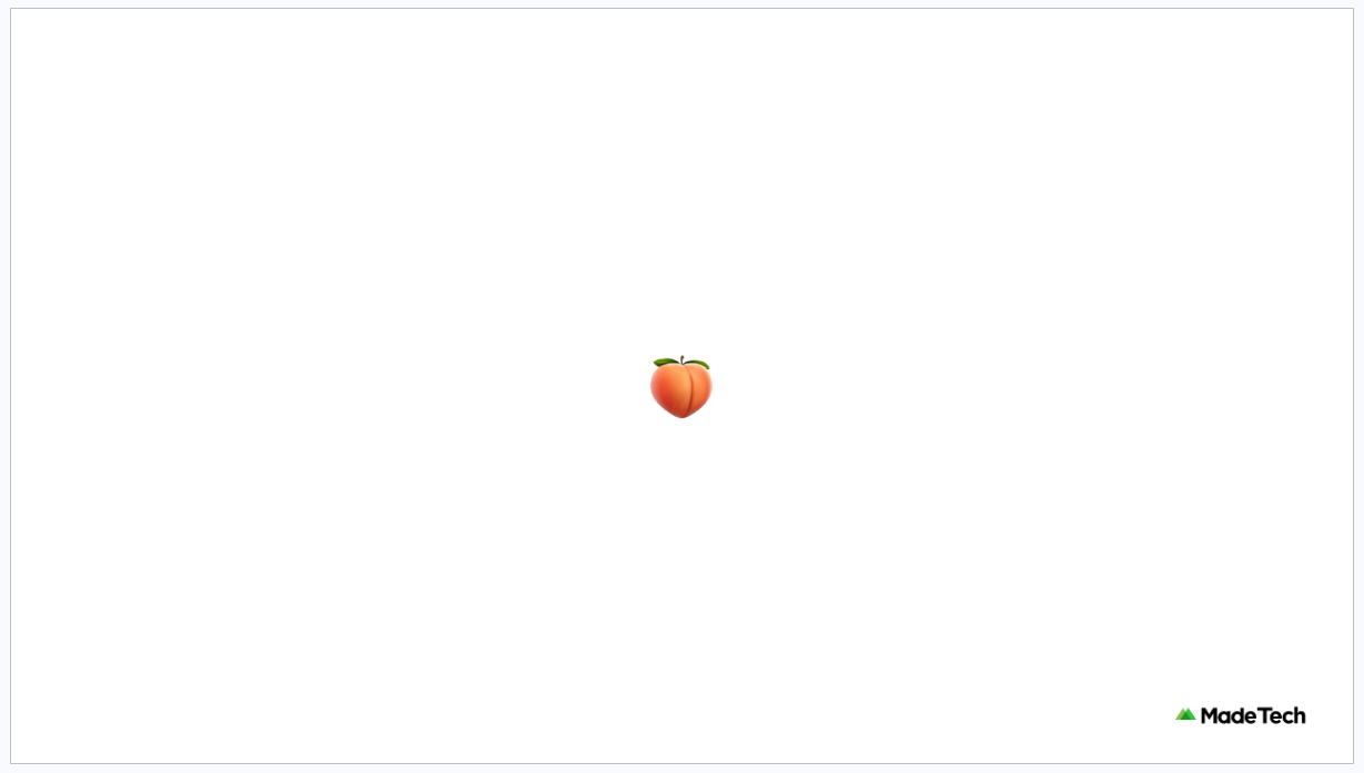 A slide with the peach emoji in the centre.